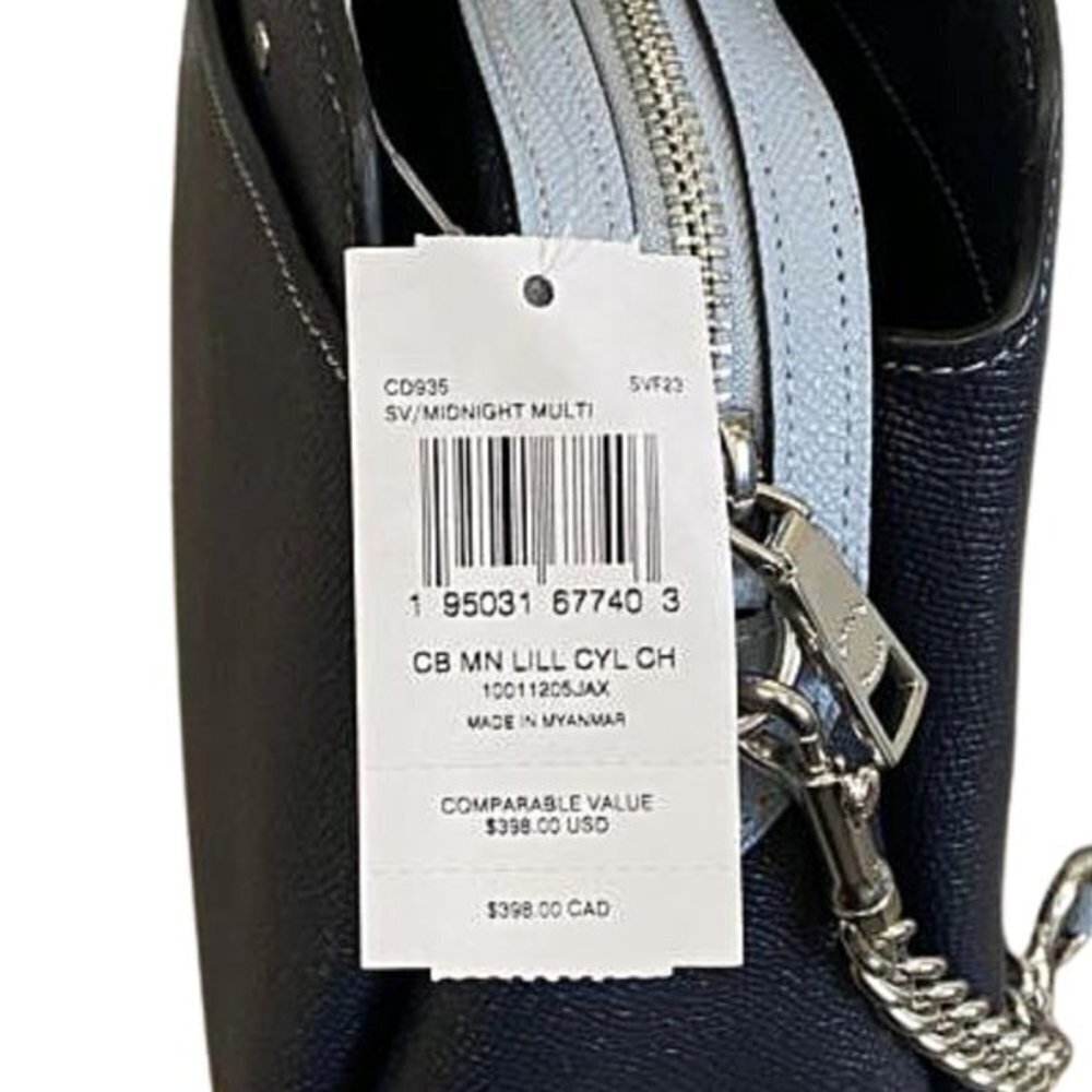 COACH Midnight and Light Blue Leather Mini Lillie Crossbody Silver Accents NWT - Picture 10 of 10